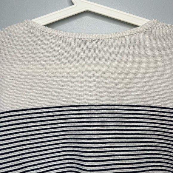Talbots Color Block Navy Blue White Striped Knit Sweater Size M - Picture 8 of 8